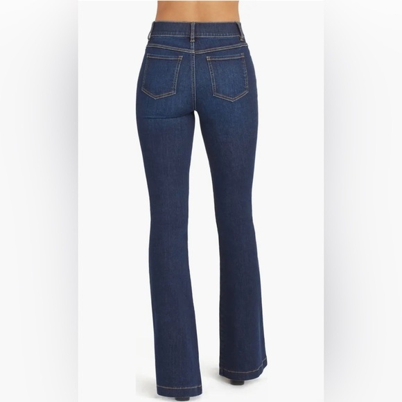 SPANX Pull-on Stretch Denim Flare Jeans Midnight Shade - Picture 3 of 14